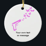 Gun Butterflies Pink Ceramic Tree Decoration<br><div class="desc">Ornament</div>