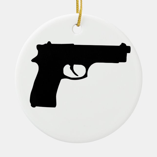 Gun Ceramic Tree Decoration (Front)