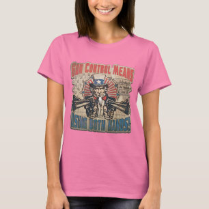 Gun Control Means Two Hands Retro T-Shirt