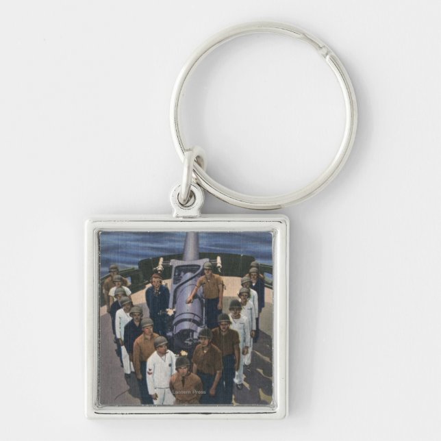Gun Crew in Victory Formation - US Navy Key Ring (Front)
