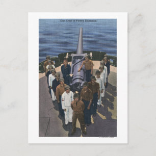 Gun Crew in Victory Formation - US Navy Postcard