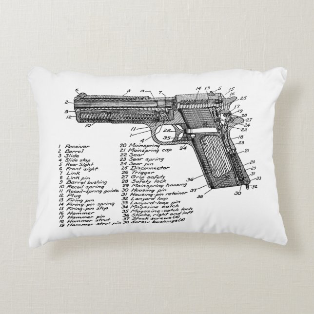 Gun Diagram V2 Decorative Cushion (Front)