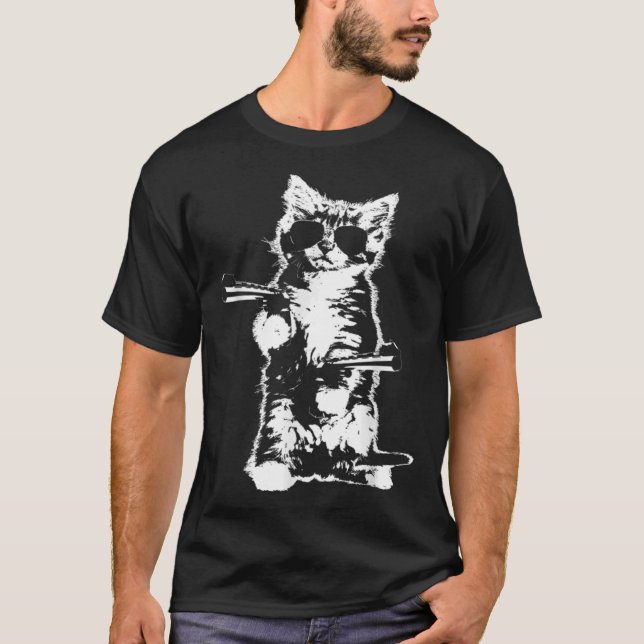 Gun Kitty  Cat T-Shirt (Front)