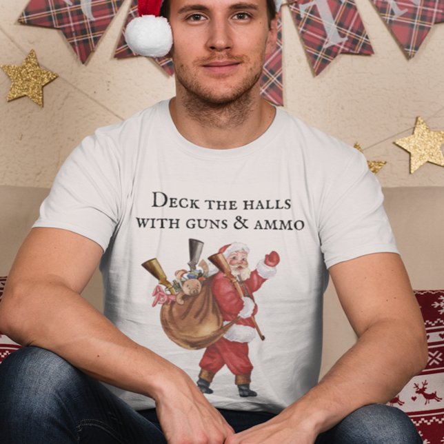 Gun Lover Santa Deck the halls Shooting  T-Shirt (Creator Uploaded)