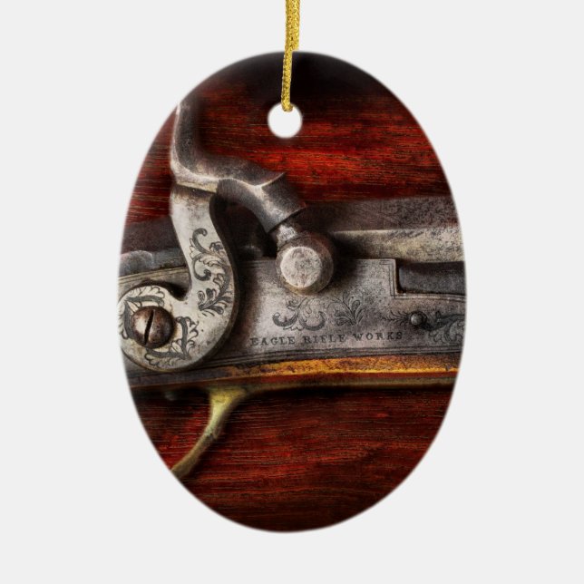 Gun - Rifle Works Ceramic Tree Decoration (Front)