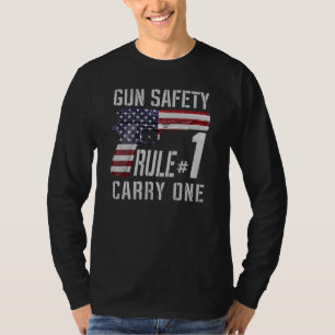 Gun Safety Rule 1 Pro 2nd Amendment American Flag T-Shirt
