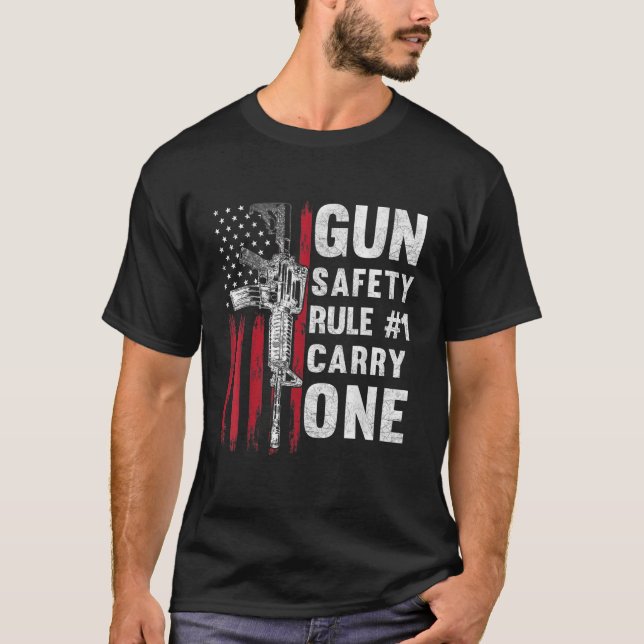 Gun Safety Rule 1 Pro 2nd Amendment AR 15 American T-Shirt (Front)