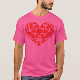 Gun Shaped Heart Valentines Days Funny T-Shirt