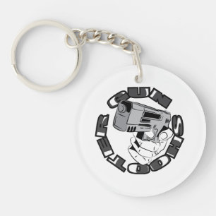 Gun shooter illustration key ring