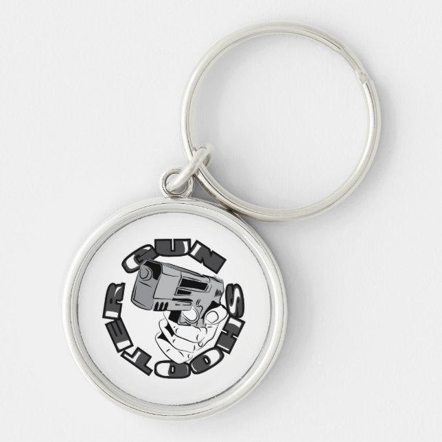 Gun shooter illustration key ring (Front)