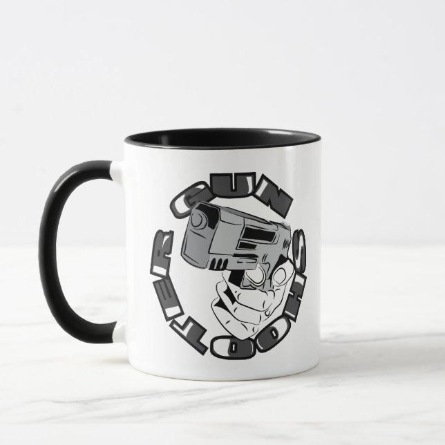 Gun shooter illustration mug (Left)