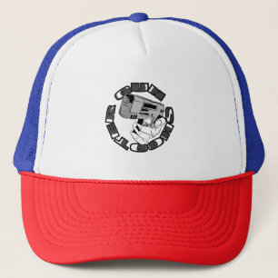 Gun shooter illustration trucker hat
