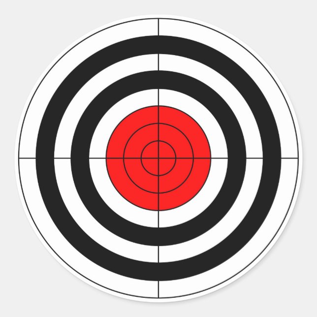 gun shooting range bulls eye target symbol classic round sticker (Front)