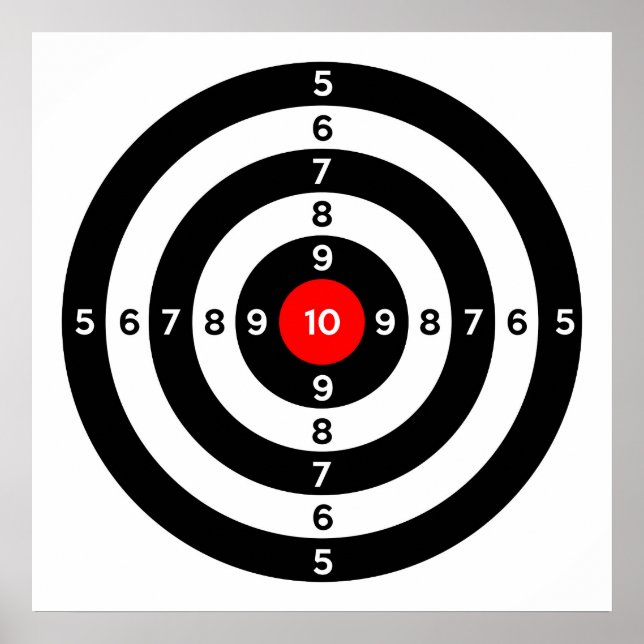 gun shooting range bulls eye target symbol poster (Front)