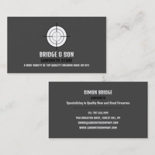 Gun Target, Gunsmith, Gunstore Business Card