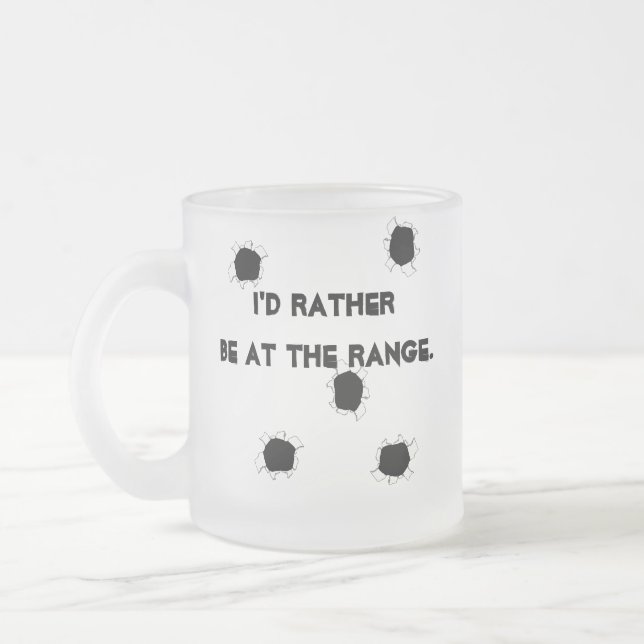 Gun Target Shooting Range Frosted Glass Coffee Mug (Left)