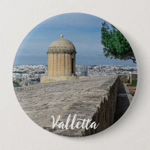 Gun turret on old city walls in Valletta, Malta 10 Cm Round Badge
