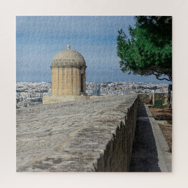 Gun turret on old city walls in Valletta, Malta Jigsaw Puzzle (Vertical)