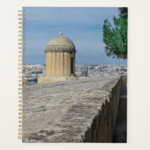 Gun turret on old city walls in Valletta, Malta Planner