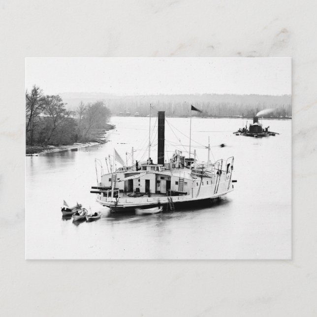 Gunboat Commodore Perry: 1860s Postcard (Front)