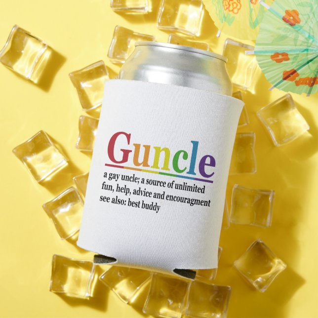 Guncle Definition Rainbow Funny Gift Can Cooler (In Situ Summer)