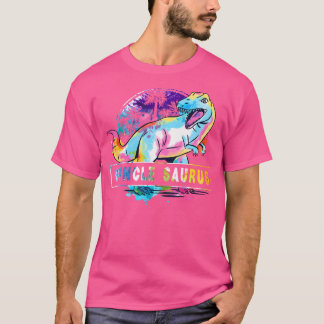 Guncle Saurus Dinosaur T Rex Rainbow Pride Colour  T-Shirt