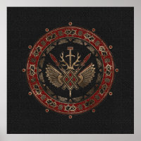 Gungnir - Black and Red Leather and gold