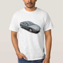 Gunmetal 1991 Saturn SC2 on White T-Shirt