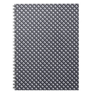 Gunmetal grey, metallic look, studded grid spiral notebook