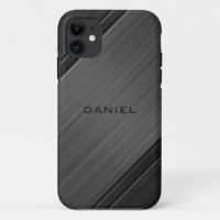 Gunmetal Grey Textured Design Personalised Name