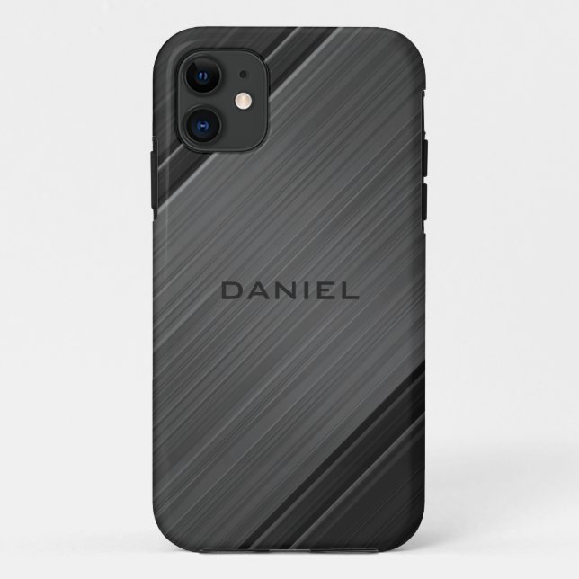 Gunmetal Grey Textured Design Personalised Name Case-Mate iPhone Case (Back)