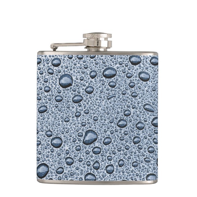 Gunmetal grey water droplets hip flask (Front)