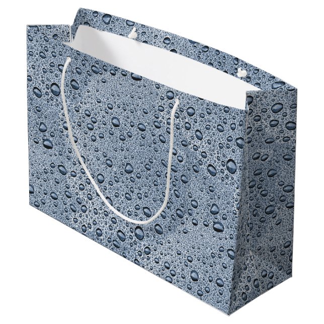 Gunmetal grey water droplets large gift bag (Back Angled)