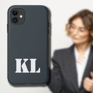 Gunmetal Metallic Solid Colour Minimalist Monogram Case-Mate iPhone Case