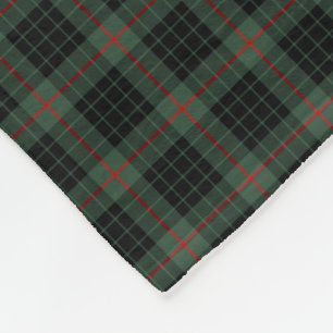 Gunn Clan Dark Green and Black Tartan Fleece Blanket