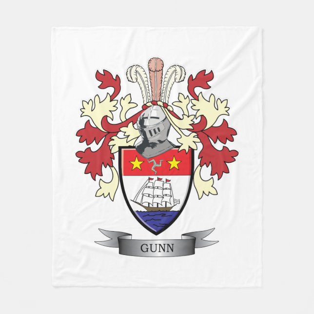 Gunn Family Crest Coat of Arms Fleece Blanket (Front)