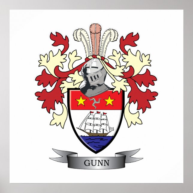 Gunn Family Crest Coat of Arms Poster (Front)