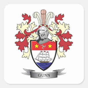 Gunn Family Crest Coat of Arms Square Sticker