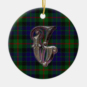 Gunn Plaid Monogram ornament