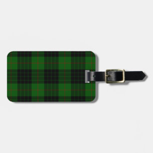 Gunn tartan green black plaid luggage tag