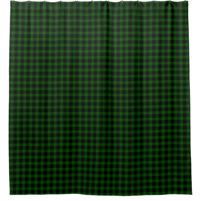 Gunn tartan green black plaid shower curtain (Front)