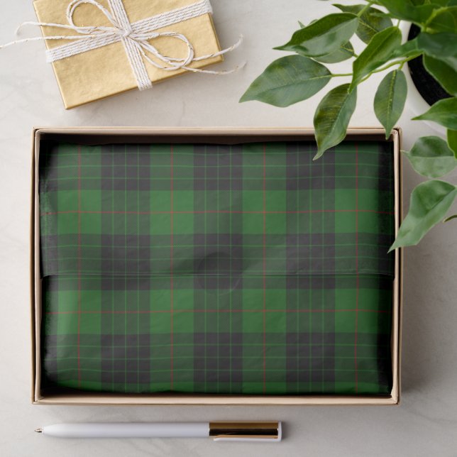 Gunn tartan green black plaid tissue paper (Gift)