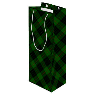 Gunn tartan green black plaid wine gift bag