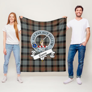 Gunn Weathered Clan Badge Tartan Plaid Fleece Blanket