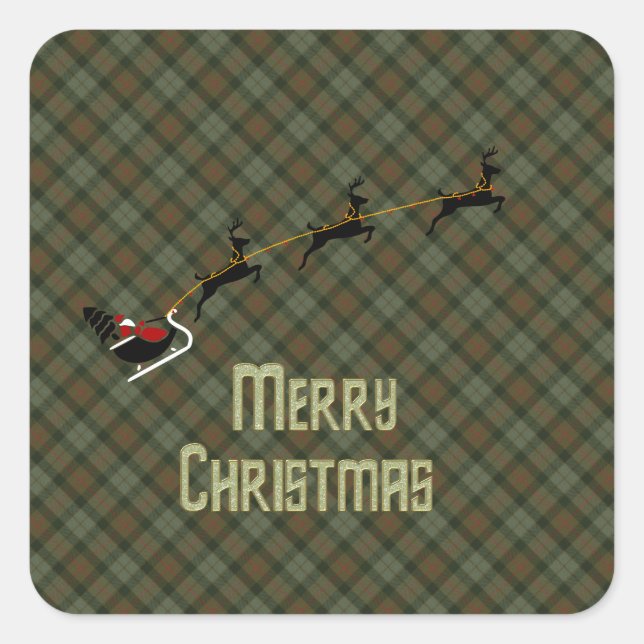 Gunn Weathered Scottish Tartan Square Sticker (Front)