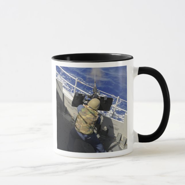Gunners Mate firing a 50 calibre machine gun Mug (Right)