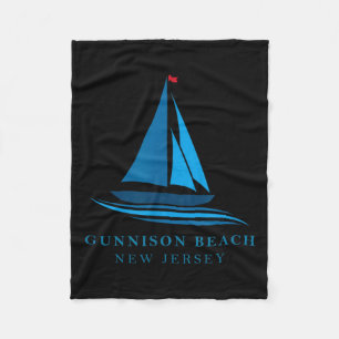 Gunnison Beach - New Jersey - Sailboat Souvenir Fleece Blanket