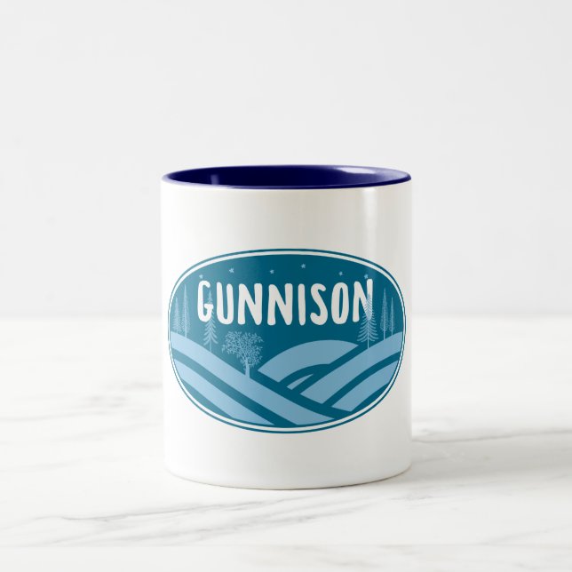 Gunnison Colorado Outdoors Two-Tone Coffee Mug (Center)