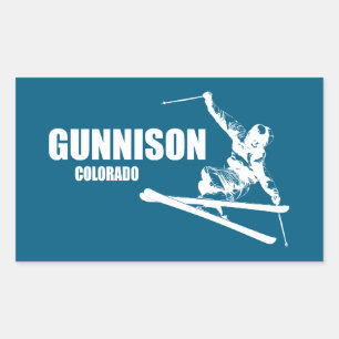 Gunnison Colorado Skier Rectangular Sticker