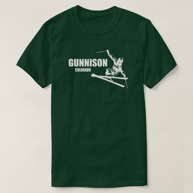 Gunnison Colorado Skier T-Shirt (Design Front)